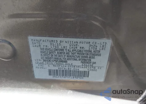 2015 Nissan Versa 1.6 S/1.6 S+/1.6 Sl/1.6 Sv from USA, damaged, VIN 3N1CN7AP5FL898905